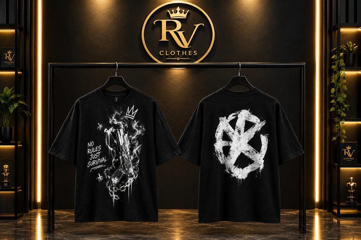 NO RULE JUST SERVIVE  – Oversized Graphic T-Shirt